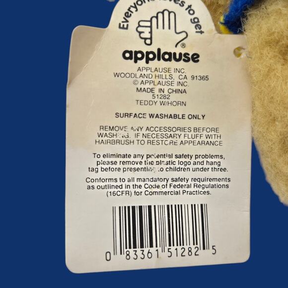 Bears in Toyland Vintage 10" Applause Jointed Posable Plush Toy Bear with Horn - Picture 14 of 15
